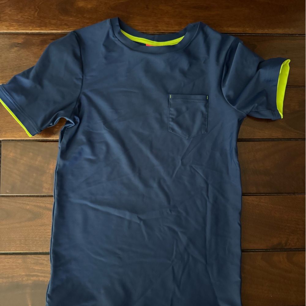 Sunuva boys Navy Rashguard swim shirt with Neon Trim